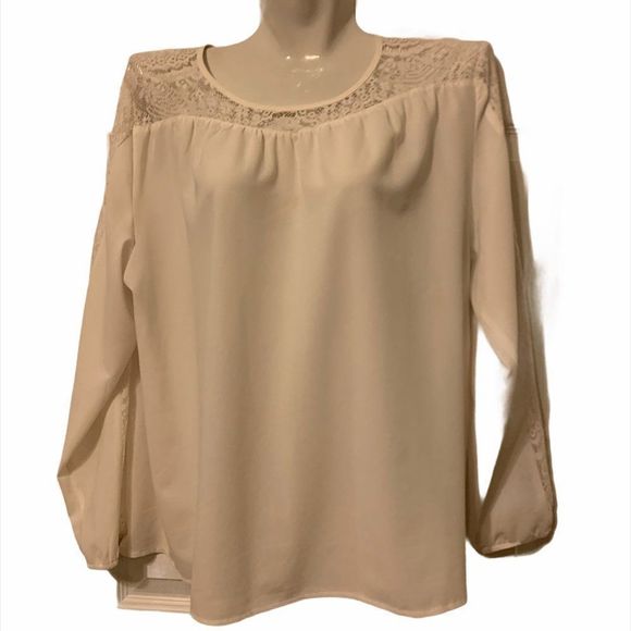 Buffalo David Bitton Tops - Buffalo David Bitton Cream Lace long sleeve Blouse Large
